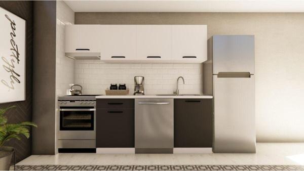 Visas Concept 240 Cm Tuana Hazır Mutfak Dolabı Aspiratör Modüllü Beyaz Ve Antrasit(Tezgah Dahil) - Image 1