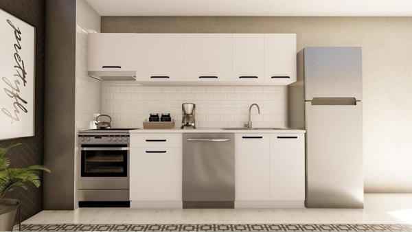 Visas Concept 260 Cm Ikbal Hazır Mutfak Dolabı Aspiratör Modüllü Beyaz(Tezgah Dahil) - Image 1