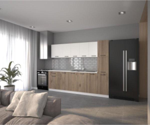 Visas Concept 260 Cm Nergis Hazır Mutfak Dolabı Beyaz Ve Atlantik Çam(Tezgah Dahil) - Image 1