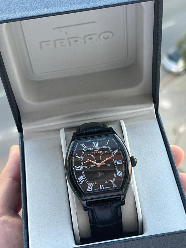 Ferro İç Fonksiyonları Aktif Deri Kordon 3 Atm Suya Dayanıklı Erkek Kol Saati EFM40125-SS - Image 1