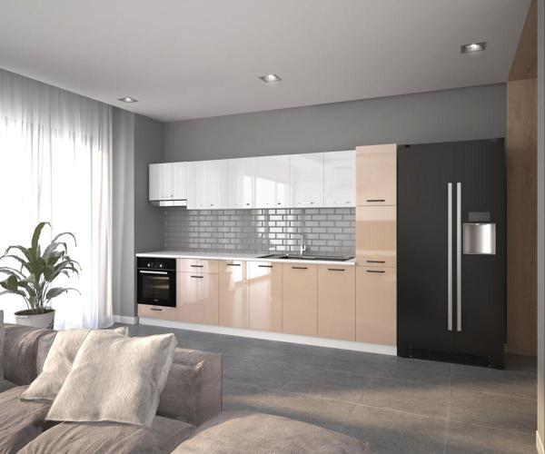 Visas Concept 320 Cm Aycan Hazır Mutfak Dolabı Parlak Hıgh-Gloss Kiler, Ankastre Ve Aspiratör Modüllü - Image 1