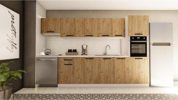 Visas Concept 320 Cm Aylin Hazır Mutfak Dolabı Aspiratör Ve Ankastre Kiler Modüllü Atlantik Çam(Tezgah Dahil) - Image 1