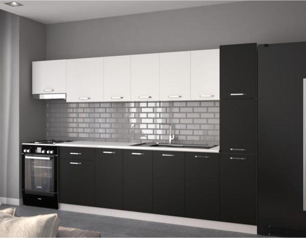 Visas Concept 320 Cm Burak Hazır Mutfak Dolabı Beyaz Ve Mat Siyah(Tezgah Dahil) - Image 1