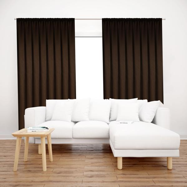 Premier Home Saten Fon Perde 140X260 Kahve - Image 1
