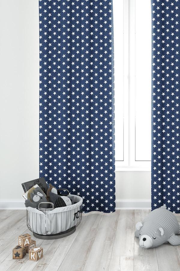 Premier Home Yıldız Desenli Fon Perde Lacivert 170 - Image 1