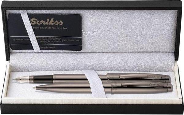 Scrikss 39 Dolma Kalem ve Tükenmez Kalem Titanium Takım Lüx Kutuda - Image 1