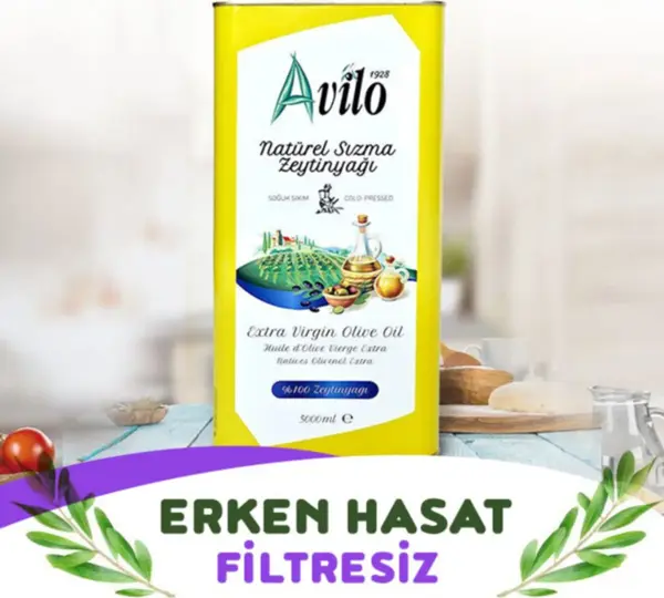 Avilo Erken Hasat Filtresiz Soğuk Sıkım Sızma Zeytinyağı 5 lt - Image 1