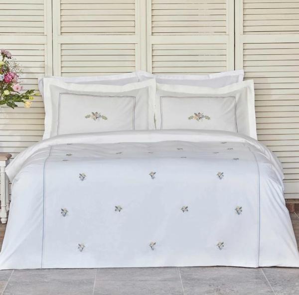 Karaca Home Cavale Beyaz Çift Kişilik Nakışlı Percale Nevresim Takımı - Image 1