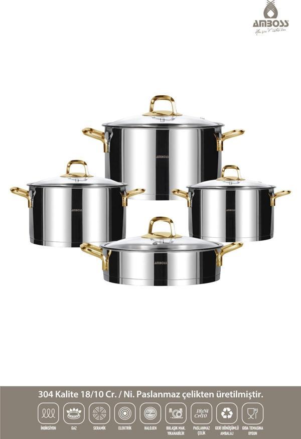 Dıamond Altın 8 Parça Set Cam Kapak - Image 1