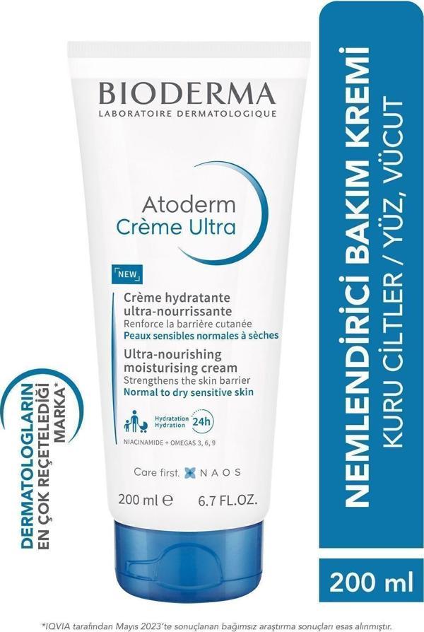 Bioderma Atoderm Cream Ultra Normal Ve Kuru Ciltler Için Nemlendirici Yüz Ve Vücut Bakım Kremi 200 ml - Image 1