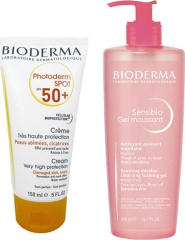 Bioderma Güneş Leke Bakım Seti | Photoderm Spot 150 ml - Sensibio Foam Jel 500 ml - Image 1