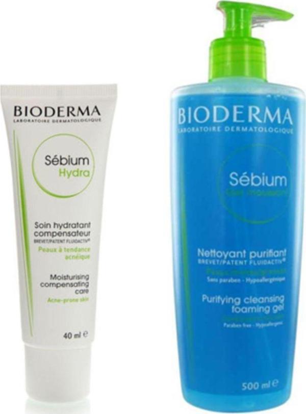 Bioderma Sebium Hydra Cream 40 ml Sebium Yıkama Jel 500 ml Akne Bakım Seti 20191124001 - Image 1