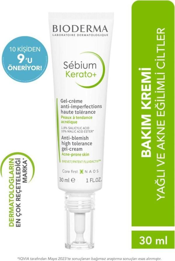 Bioderma Sebium Kerato Akneye Eğilim Gösteren Ciltler Için Aha, Bha, Salisilik Asit Içeren Bakım Kremi 30 ml - Image 1