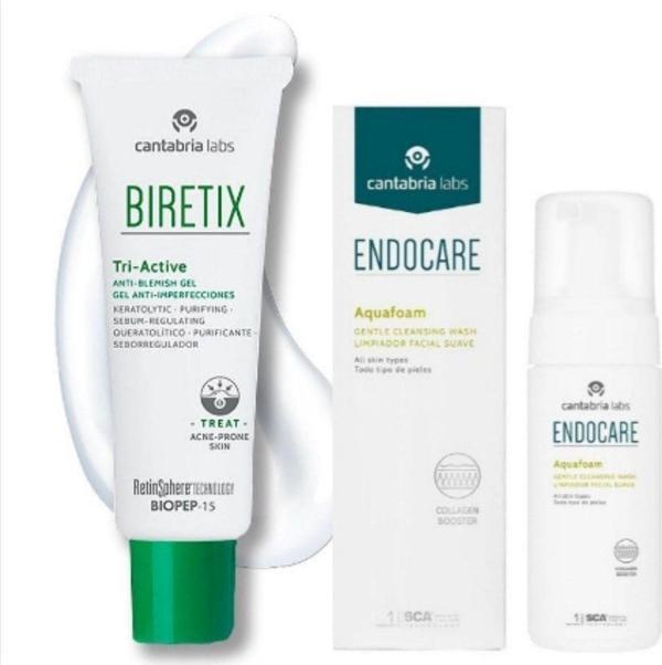 Cantabria Labs Biretix Tri-active Jel 50 Ml Akneli Ciltlere Özel | Endocare Aquafoam Yüz Temizleme Set 200 Ml - Image 1