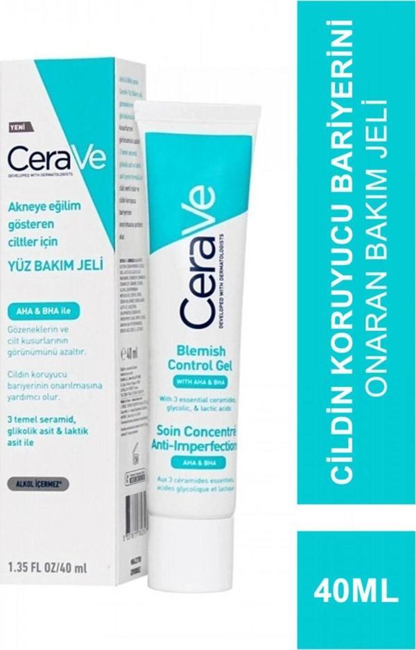 CeraVe Blemish Aha/bha Akneli Ciltler Için Gözenek Karşıtı Ve Cilt Koruyucu Yüz Bakım Jeli 40 /ml - Image 1