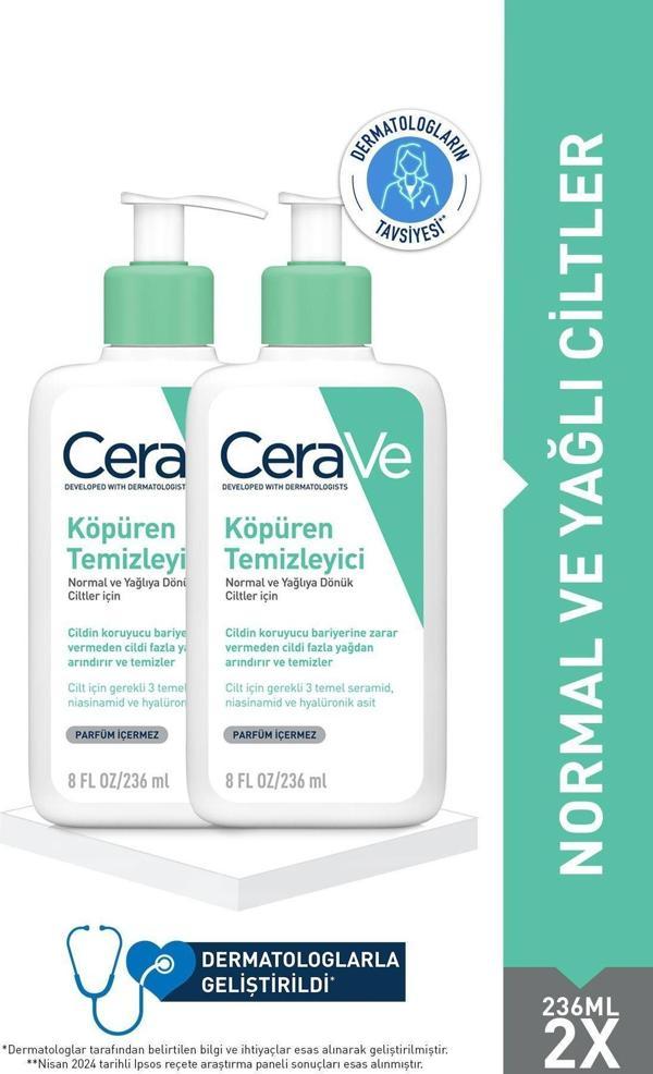 CeraVe Normal Ve Yağlı Ciltler İçin Köpüren Temizleyici 236MLX2 - Image 1