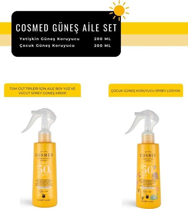 Cosmed Aile Güneş Bakım Set | Cosmed Yetişkin & Çocuk Orijinal Boy Güneş Koruyucu Set - Image 1