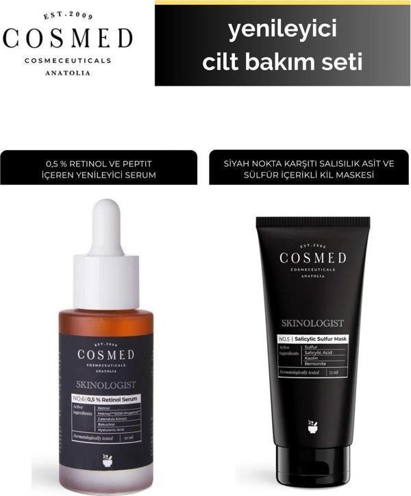 Cosmed Skinologist Retinol Serum & Sulfer Mask Orijinal Boy - Image 1