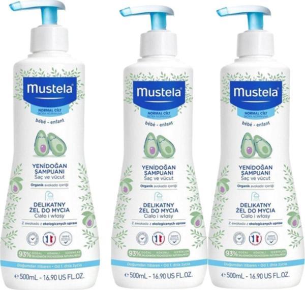 Mustela Gentle Cleansing Gel Yenidoğan Şampuanı 500 ml 3 Adet - Image 1