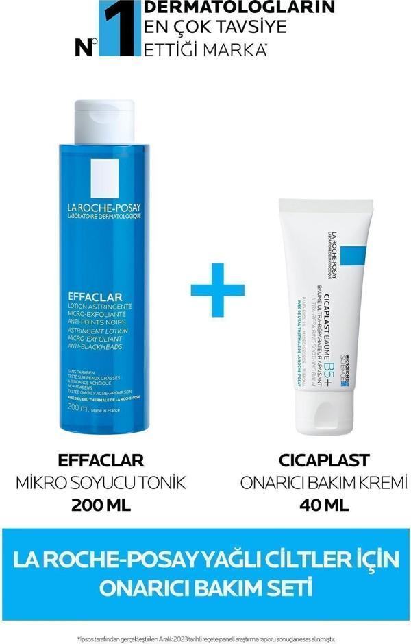 La Roche-Posay Yağlı Ciltler İçin Onarıcı Bakım Seti: Effaclar Tonik 200ML& Cicaplast Onarıcı Bakım Kremi 40ML - Image 1