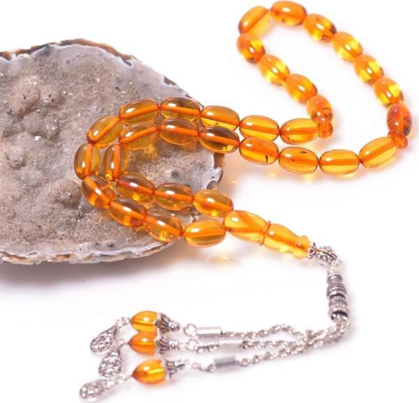 Fıçı Kesim Büyük Boy Damla Kehribar Tesbih (8*12) - Sertifikalı Ürün - Image 1
