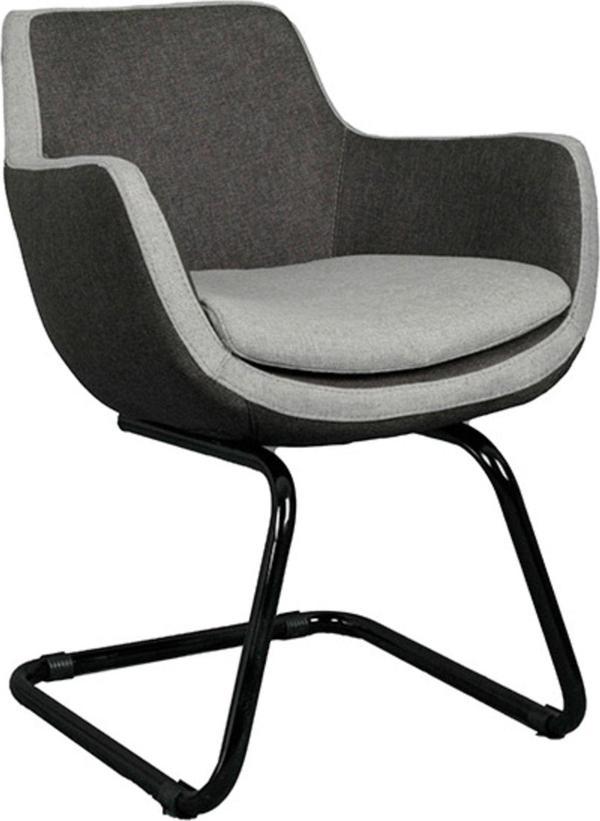 Bürocci Comfort Siyah Metal Ayaklı Misafir Koltuğu- Iki Ton Gri Kumaş-2244j1110 - Image 1