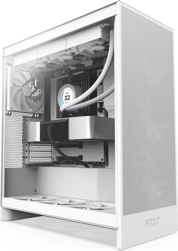 NZXT H7 Flow(2024) CM-H72FW-01 White Tempered Glass USB 3.2 ATX Mid Tower Kasa - Image 1