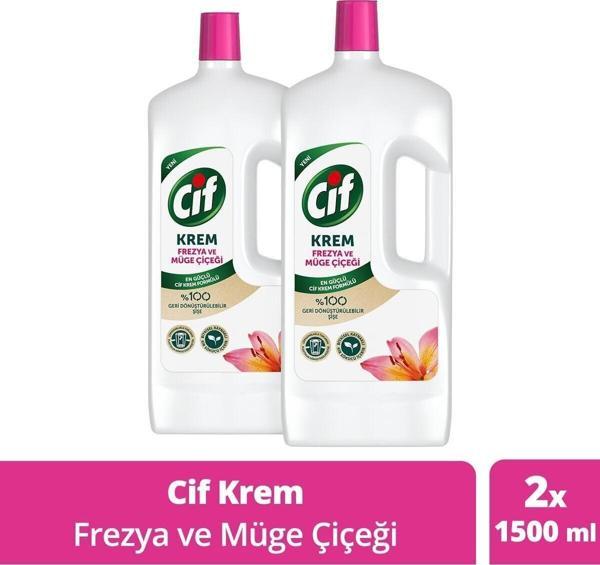 Cif Krem Yüzey Temizleyici Mutfak Ve Banyo Için Frezya Ve Müge Çiçeği Kokulu 1500 Ml 2 Adet - Image 1