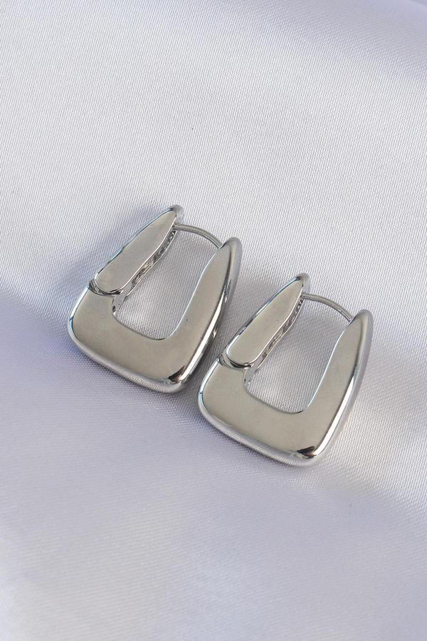 Pirinç Gümüş Renk Kalın Küpe - TJ-BKP8979 - Image 1