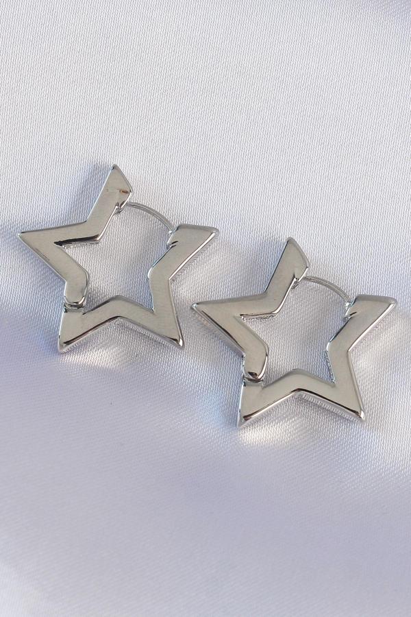 Pirinç Gümüş Renk Yıldız Küpe - TJ-BKP8983 - Image 1