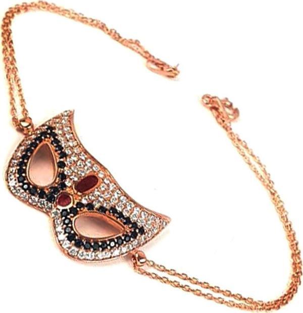 Mine İşçiliği Gümüş Rose Maske Tasarım Bileklik - Image 1