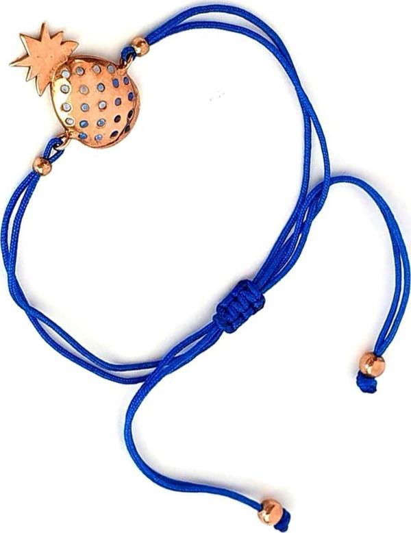 İpek Makromeli Ananas Figürlü Gümüş Şans Bileklik - Image 1