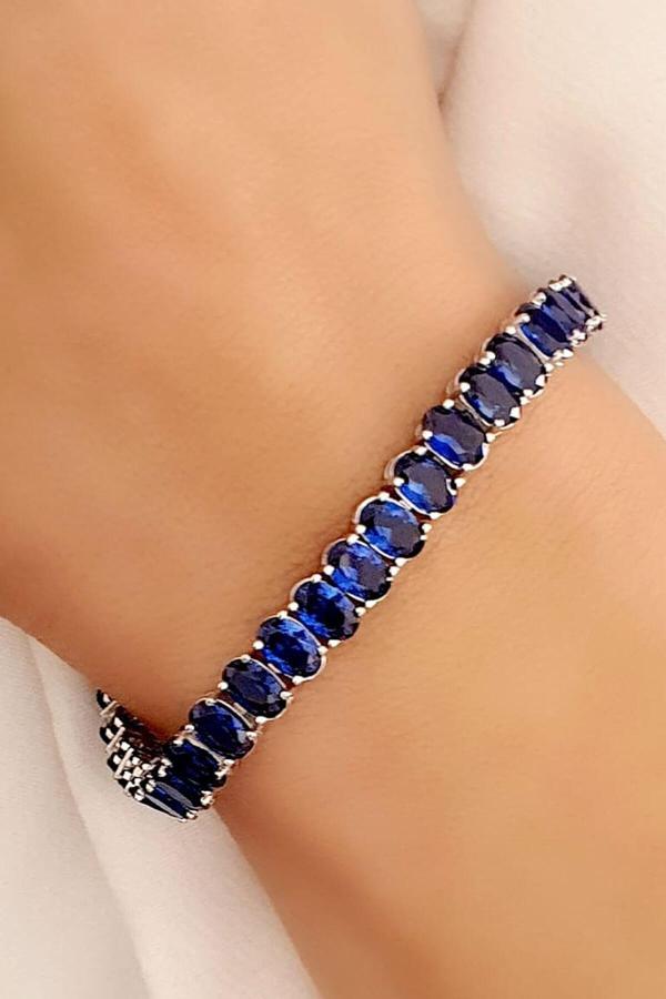 Sky Diamond Blue Creative Sapphire 925 Ayar Gümüş Lüks Bileklik - Image 1