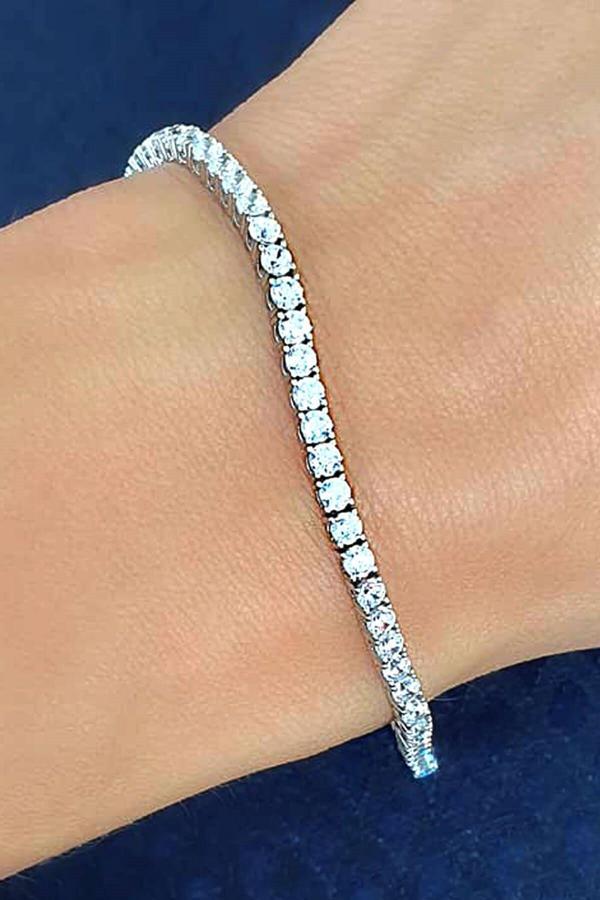 Swarovski Taşlı 925 Ayar Gümüş Suyolu Bileklik - Image 1