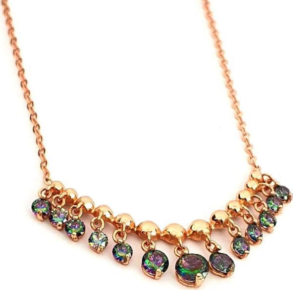 Mistik Topaz Taşlı Gümüş Rose Kolye - Image 1