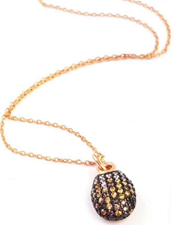 Zirkon Taşlı İtalyan Tasarımı Gümüş Kolye - Image 1