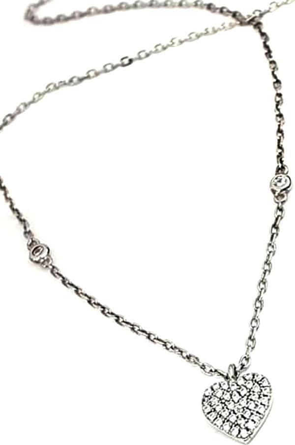 Swarovski Taşlı İtalyan Tasarımı Kalp Figürlü Gümüş Kolye - Image 1