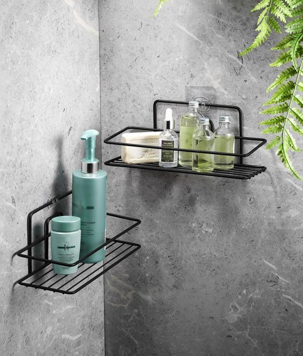 Yapışkanlı Banyo Düzenleyici Şampuanlık Duş Rafı Siyah 2 Adet 2 Telli TŞ-01 - Image 1