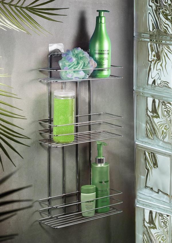 Yapışkanlı Düz Banyo Düzenleyici Şampuanlık Duş Rafı Krom TŞ-03 - Image 1