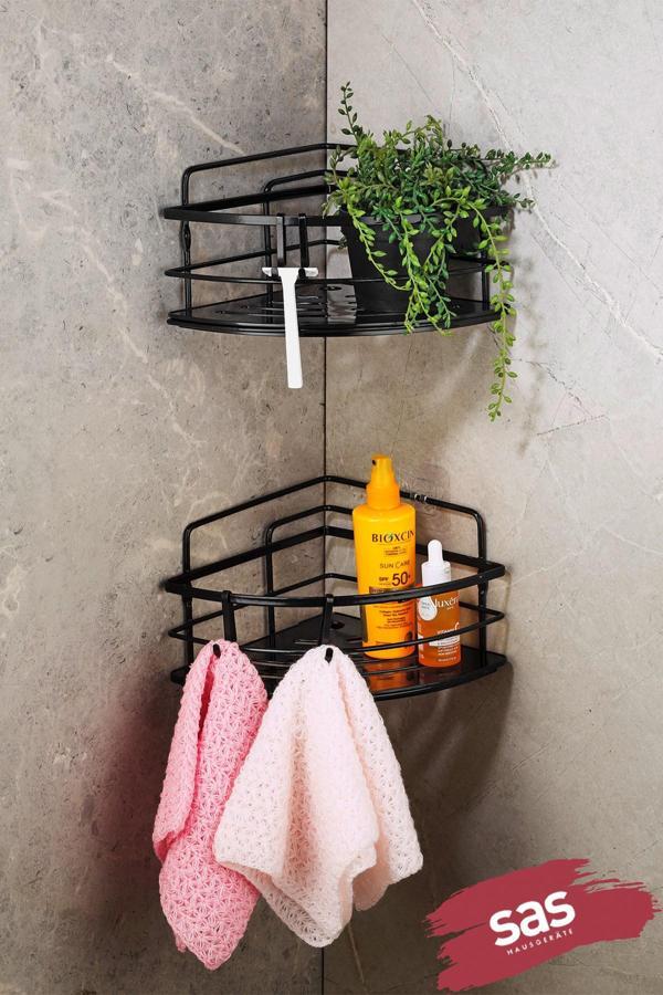 Yapışkanlı Ömür Boyu Paslanmaz Kristal Ayarlanabilir Raf Banyo Düzenleyici 2 ADET Şampuanlık LK-01 S - Image 1