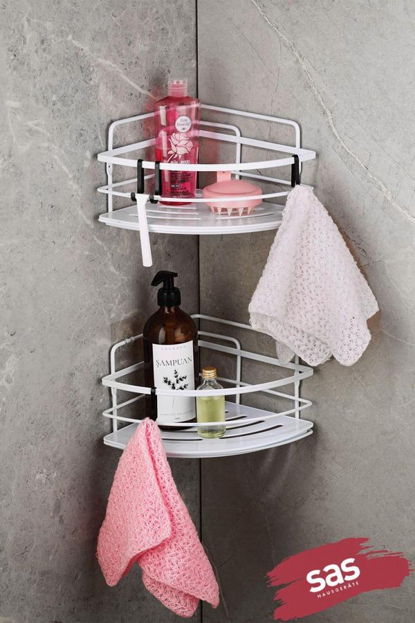 Yapışkanlı Ömür Boyu Paslanmaz Kristal Ayarlanabilir Raf Banyo Düzenleyici Şampuanlık 2 ADET LK-01 B - Image 1
