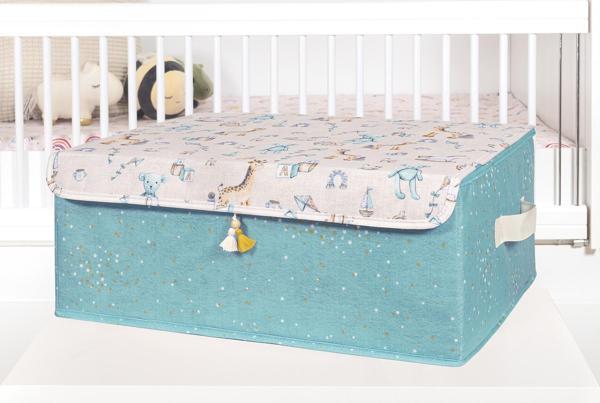 Buti Baby Püsküllü Kapaklı Kutu Düzenleyici Çok Amaçlı Organizer Kutu Baza Boy Turkuaz 104249 -  KAS - Image 1