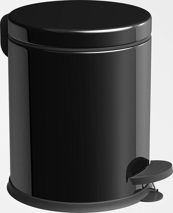 Banyo Tuvalet Balkon Mutfak, Siyah Renkli Pedallı Metal Çöp Kovası 5 Litre  - Image 1