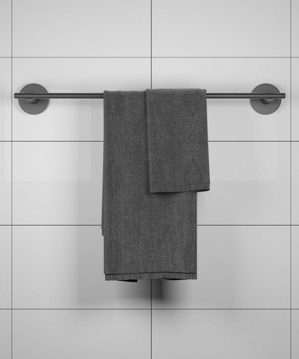 Ömür Boyu Paslanmaz Uzun Havluluk Banyo Havlu Askısı Siyah N-006 KASA-80   - Image 1