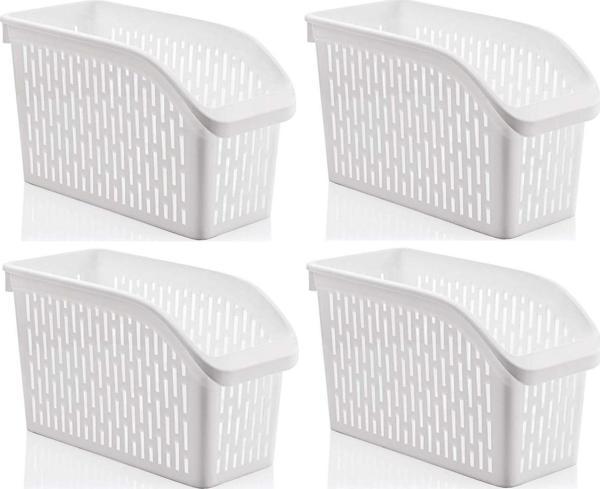 SAS Buzdolabı Sepeti Dolap Içi Düzenleyici Sepet Organizer Beyaz 4 adet 30x16x17 No:2 - Image 1