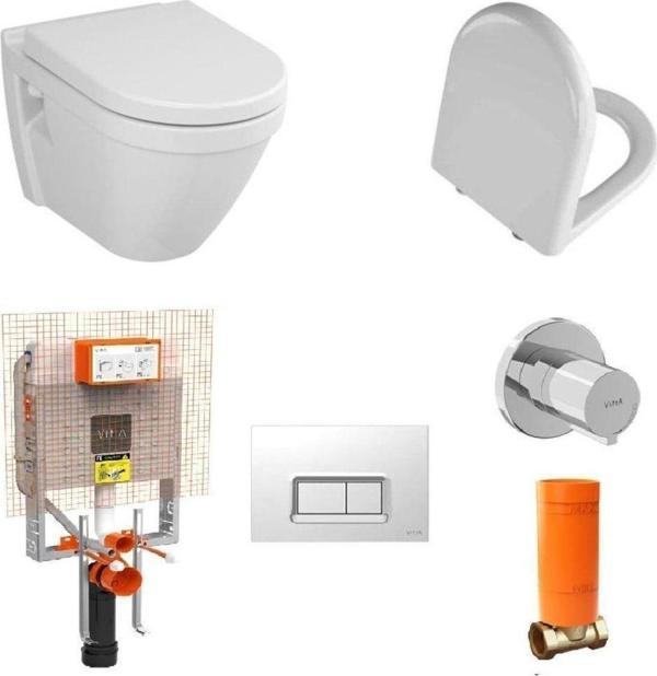 VitrA S50 Kanallı Asma Klozet+Kapak+ Gömme Rezervuar Set - Image 1
