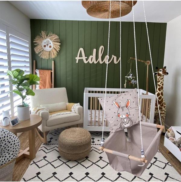 Pekso Ahşap Bebek Çocuk Salıncak Bej - Image 1