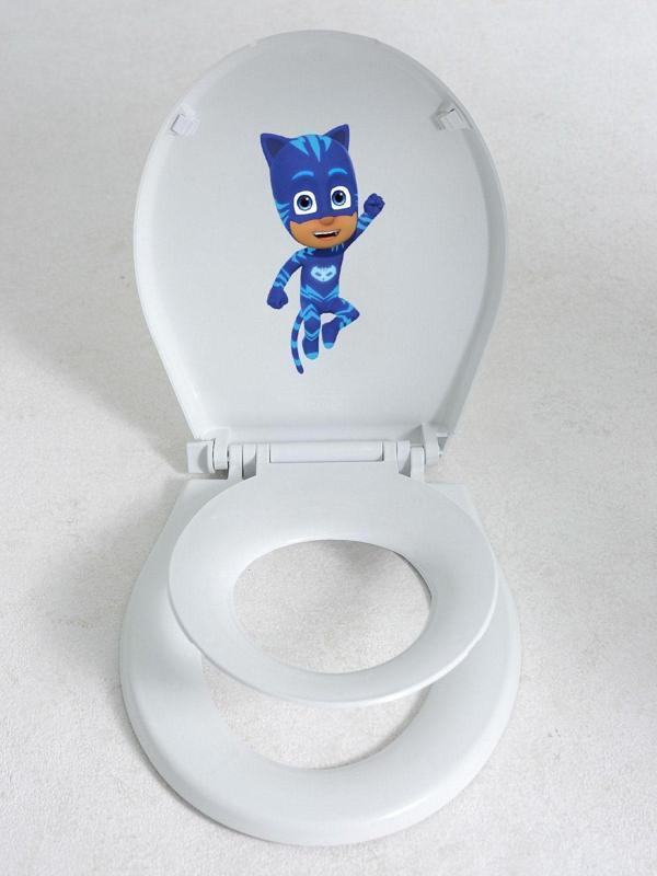 Pekso Kedi Çocuk Stickerli Yetişkin-Çocuk Adaptörlü Özgüven Geliştirici Çiftkullanımlı Klozet Kapağı - Image 1