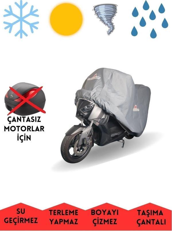 Maxdurable Yuki Yk37 Eos Elektrikli Arka Çantasız Gri Motor Brandası Su Geçirmez Motosiklet Örtüsü - Image 1