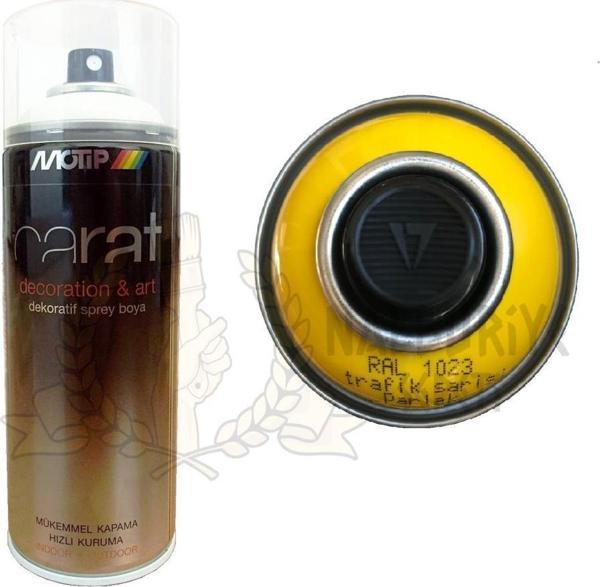 Motip Carat Akrilik Sprey Boya TRAFİK SARI PARLAK 400 ml - RAL1023 - Image 1